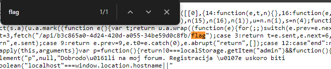Pretraživanje riječi „flag“ u zadnjoj skripti
