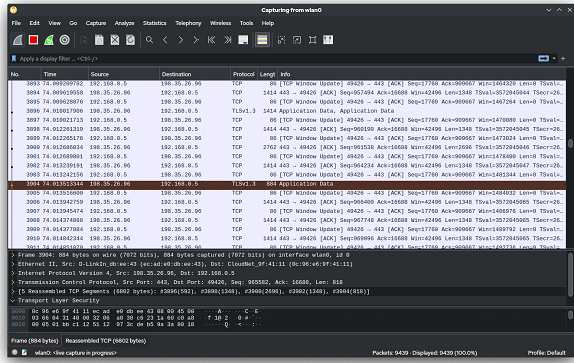 Wireshark grafičko sučelje